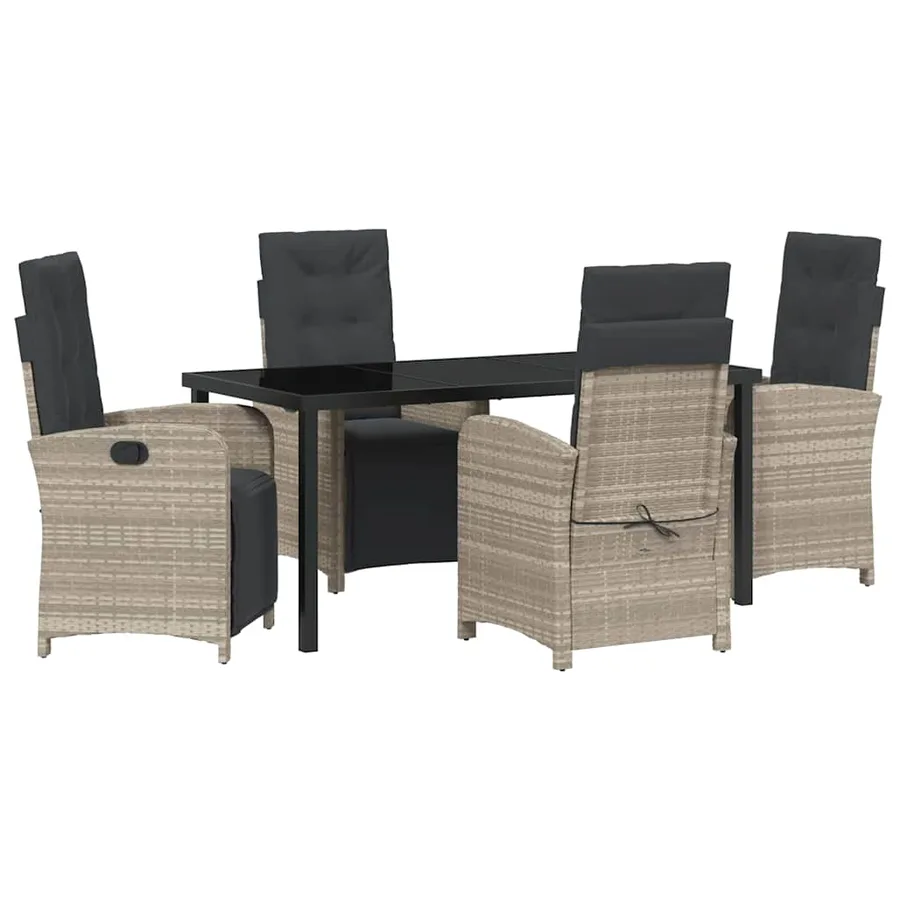 Ensemble de salle à manger pour jardin 5 pcs Gris clair - 2