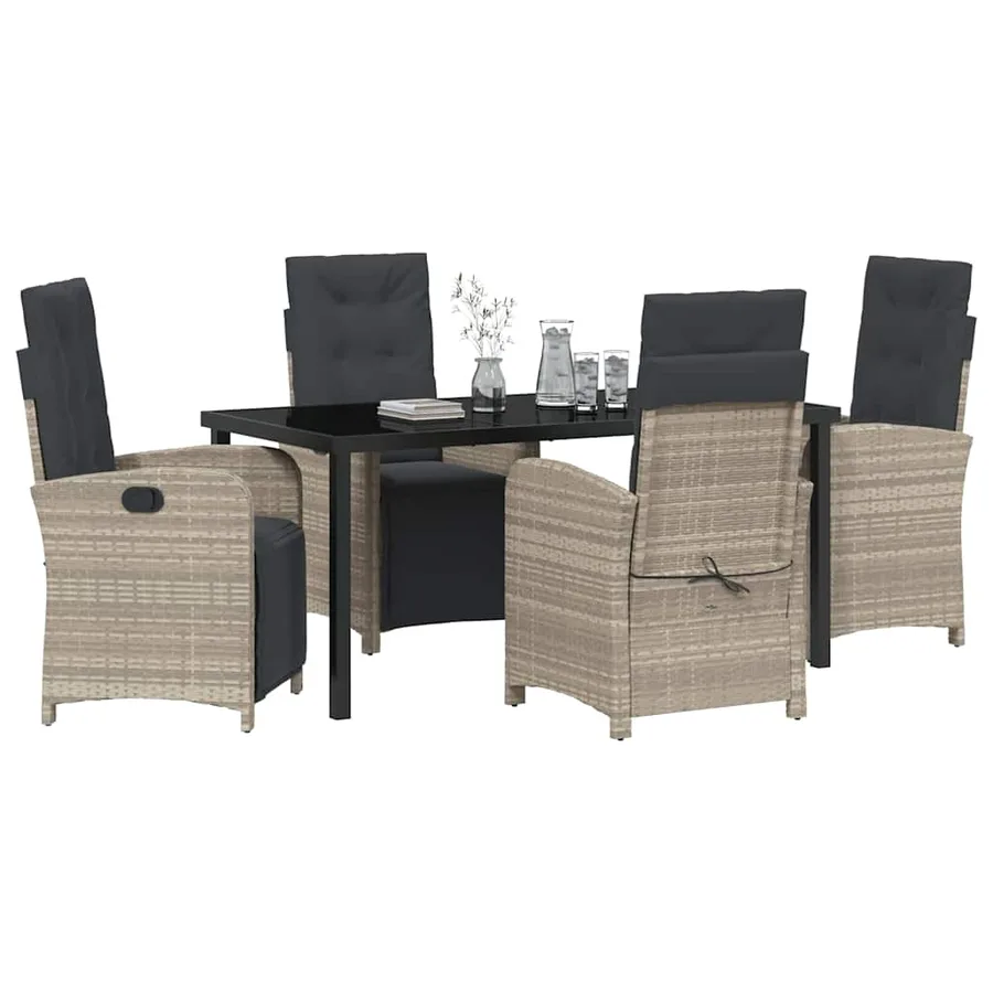 Ensemble de salle à manger pour jardin 5 pcs Gris clair - 3