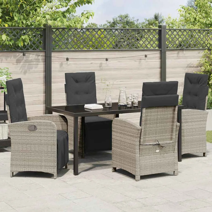 Ensemble de salle à manger pour jardin 5 pcs Gris clair - 4