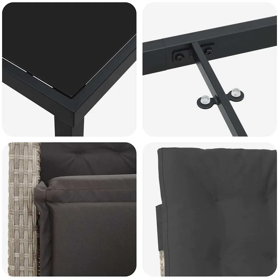 Ensemble de salle à manger pour jardin 5 pcs Gris clair - 9
