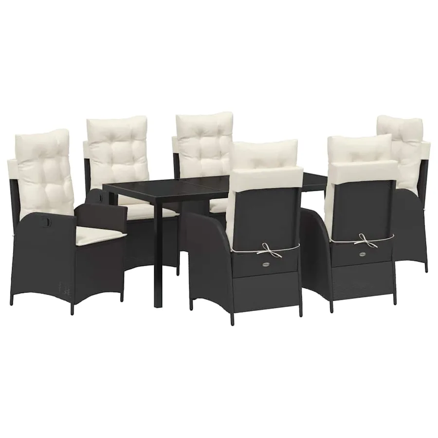 Ensemble de salle à manger pour jardin 7 pcs Noir polyrotin - 2
