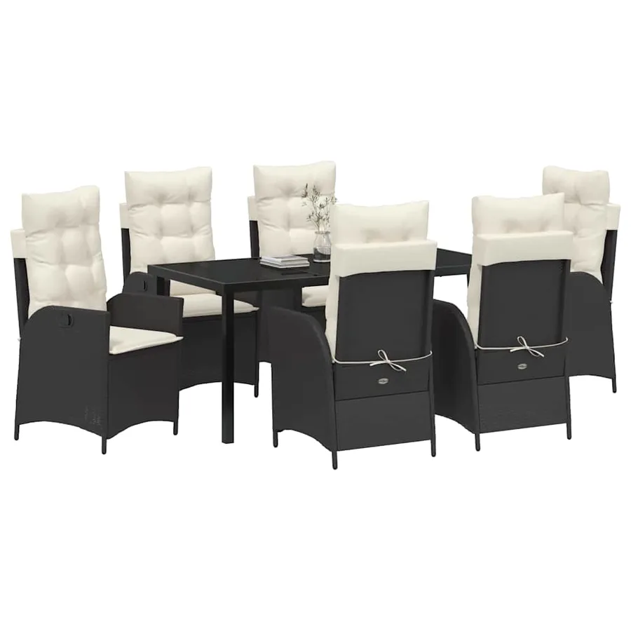 Ensemble de salle à manger pour jardin 7 pcs Noir polyrotin - 3