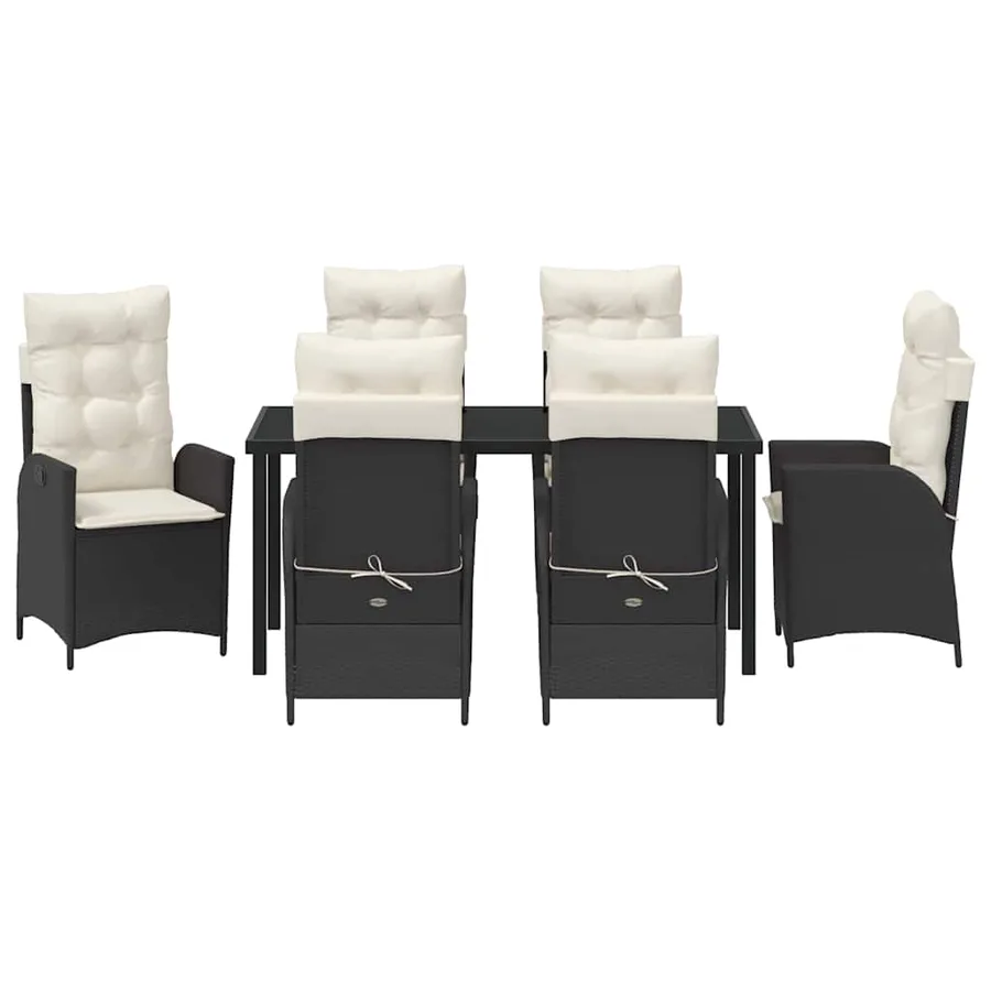 Ensemble de salle à manger pour jardin 7 pcs Noir polyrotin - 7