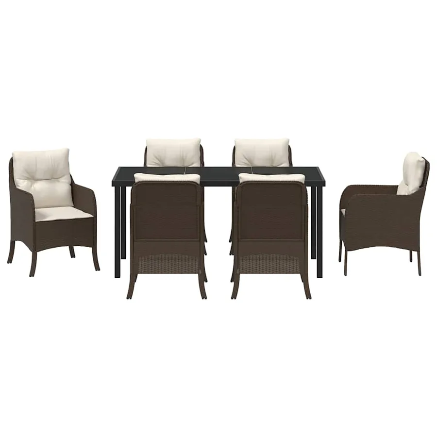 Ensemble de salle à manger pour jardin 7 pcs Marron polyrotin - 7