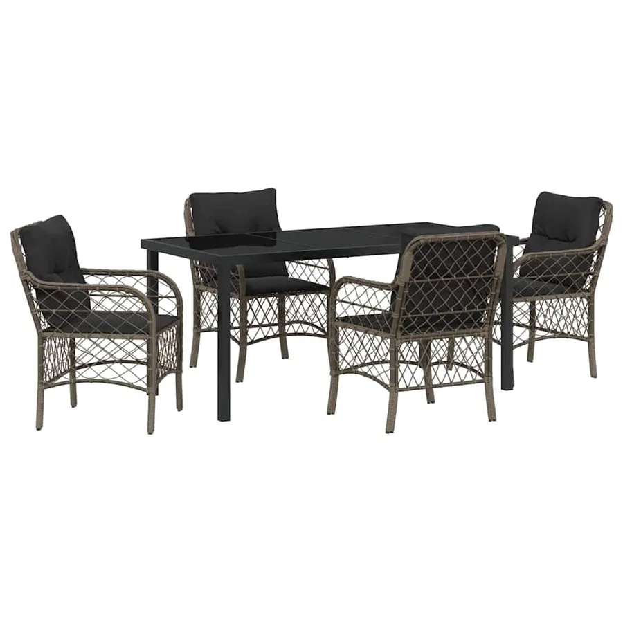 Ensemble de salle à manger pour jardin 5 pcs Gris polyrotin - 2