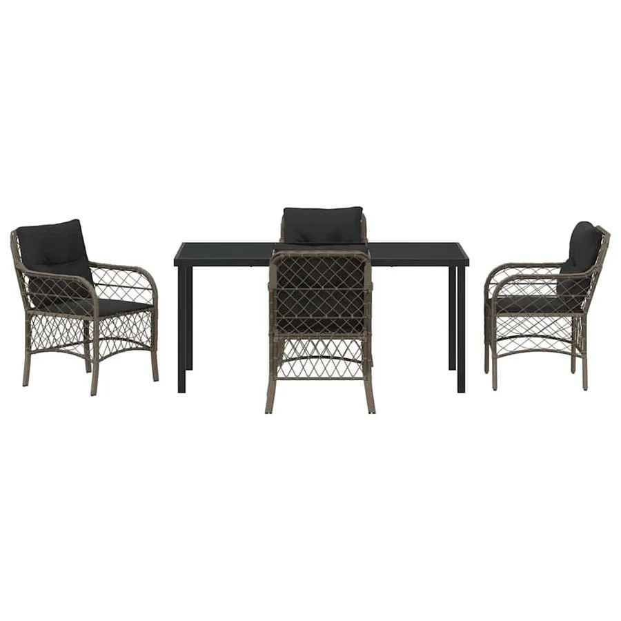 Ensemble de salle à manger pour jardin 5 pcs Gris polyrotin - 7
