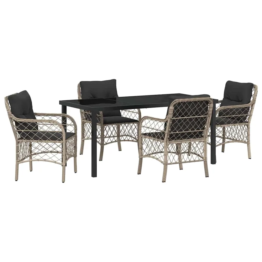 Ensemble de salle à manger pour jardin 5 pcs Gris clair - 2