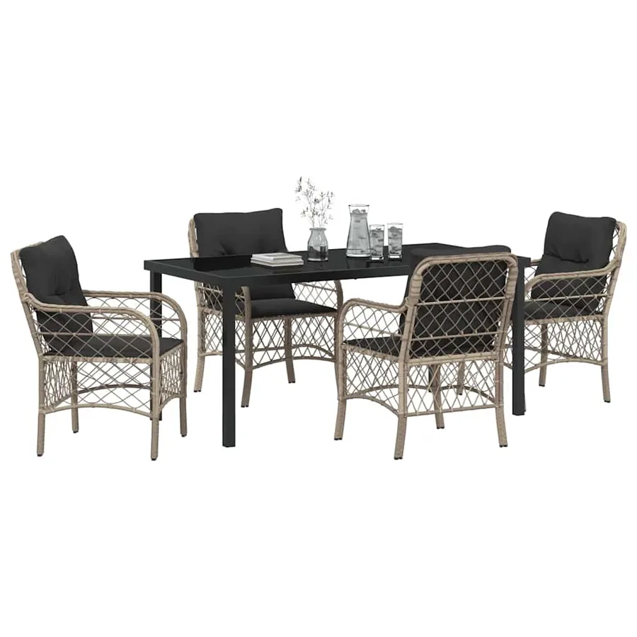 Ensemble de salle à manger pour jardin 5 pcs Gris clair - 3