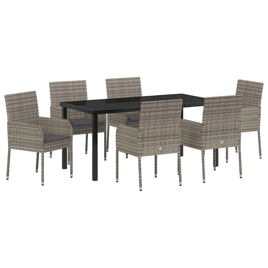 Ensemble de salle à manger pour jardin 7 pcs Gris polyrotin - 2