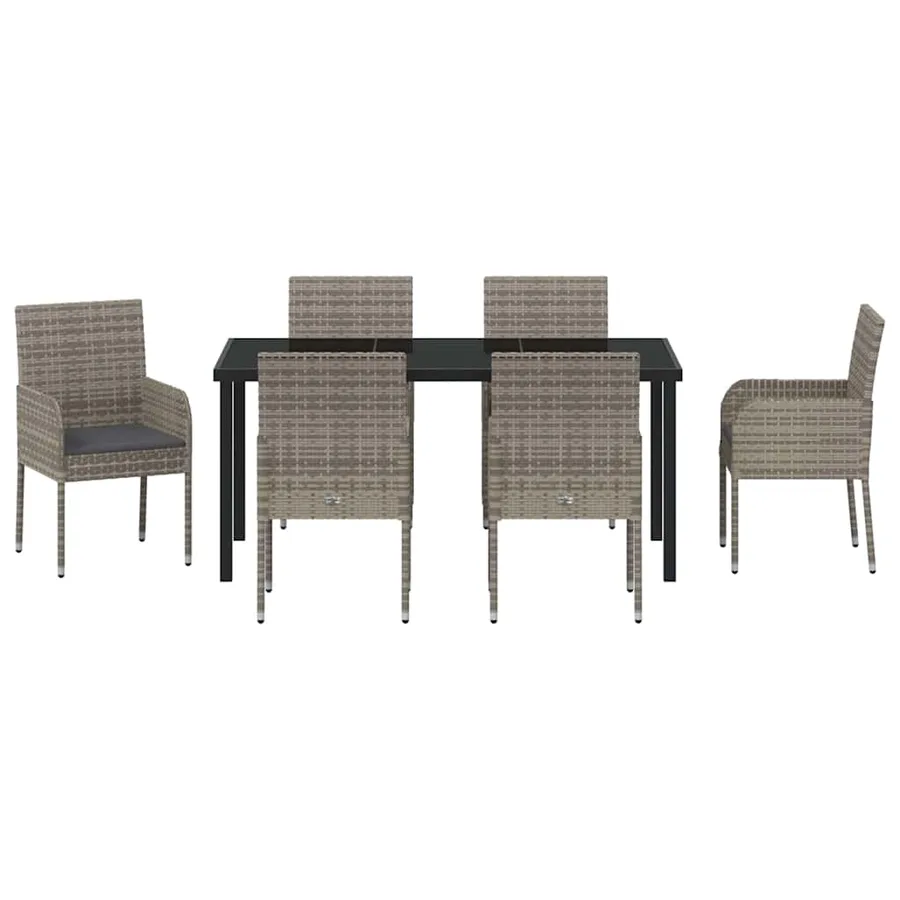 Ensemble de salle à manger pour jardin 7 pcs Gris polyrotin - 7