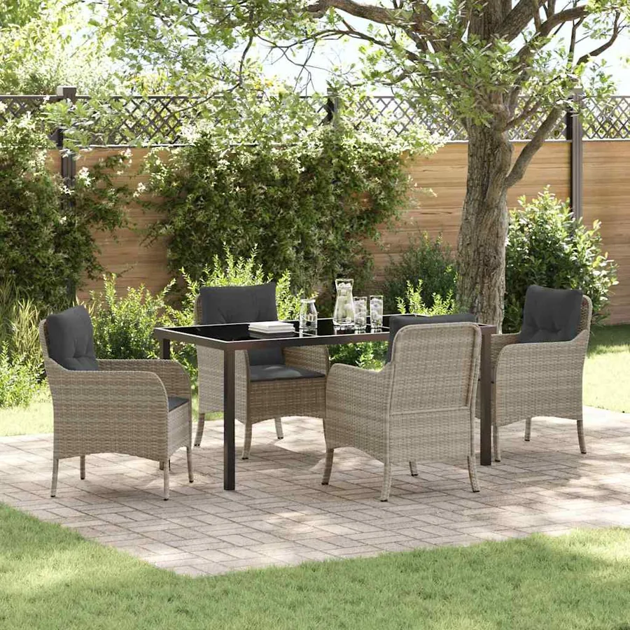 Ensemble de salle à manger pour jardin 5 pcs Gris clair
