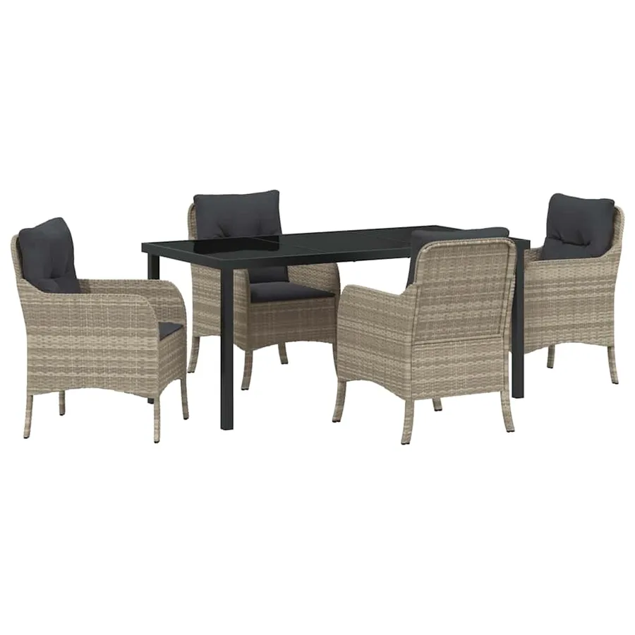 Ensemble de salle à manger pour jardin 5 pcs Gris clair - 2