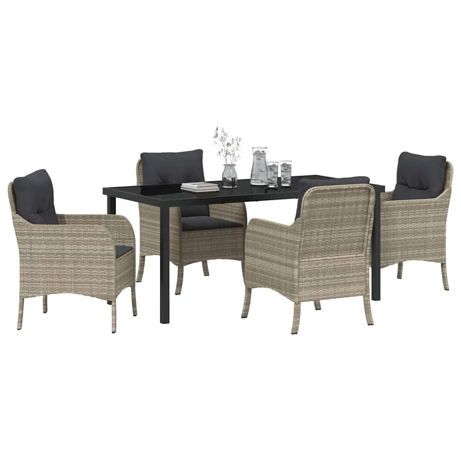 Ensemble de salle à manger pour jardin 5 pcs Gris clair - 3