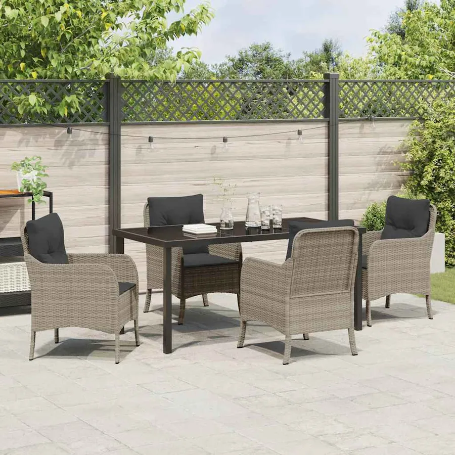Ensemble de salle à manger pour jardin 5 pcs Gris clair - 4