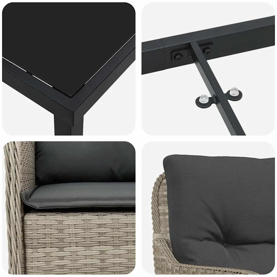 Ensemble de salle à manger pour jardin 5 pcs Gris clair - 9