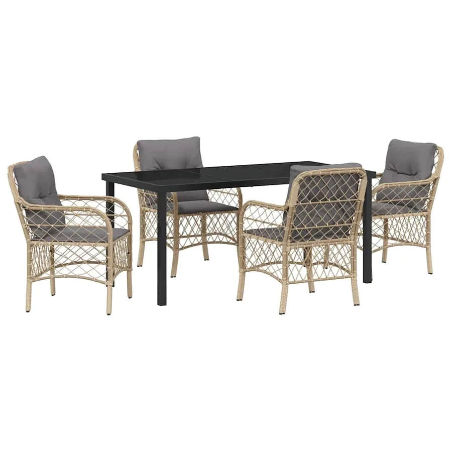 Ensemble de salle à manger pour jardin 5 pcs Beige polyrotin - 2