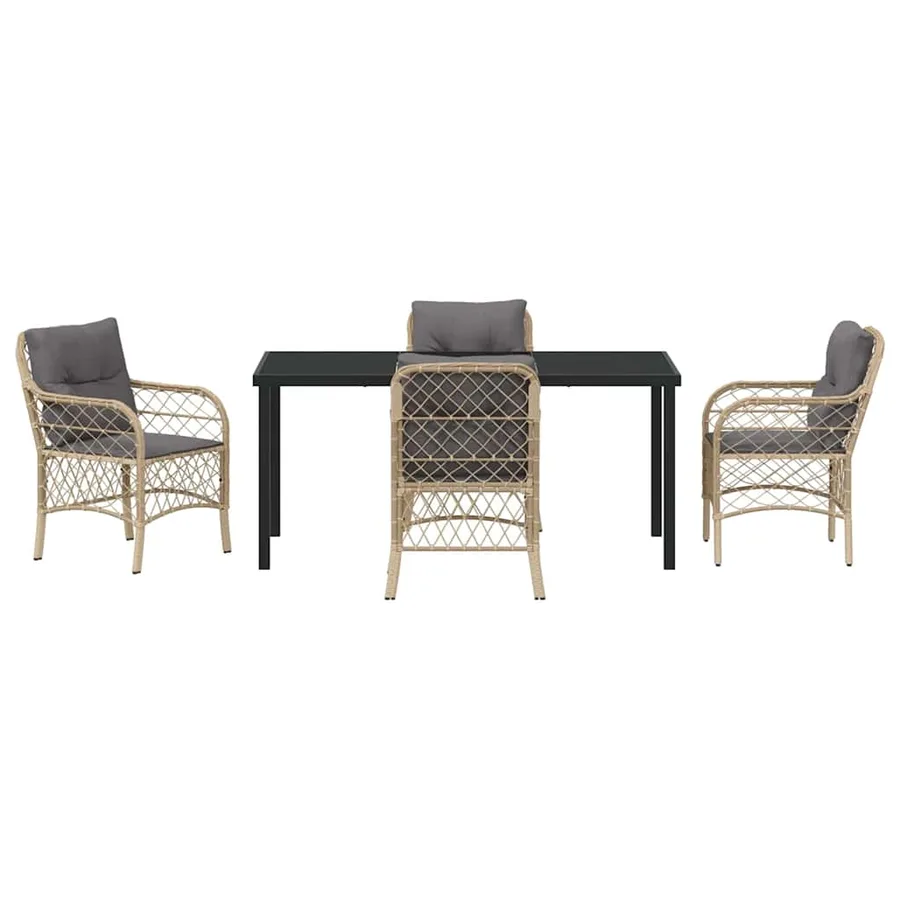 Ensemble de salle à manger pour jardin 5 pcs Beige polyrotin - 7