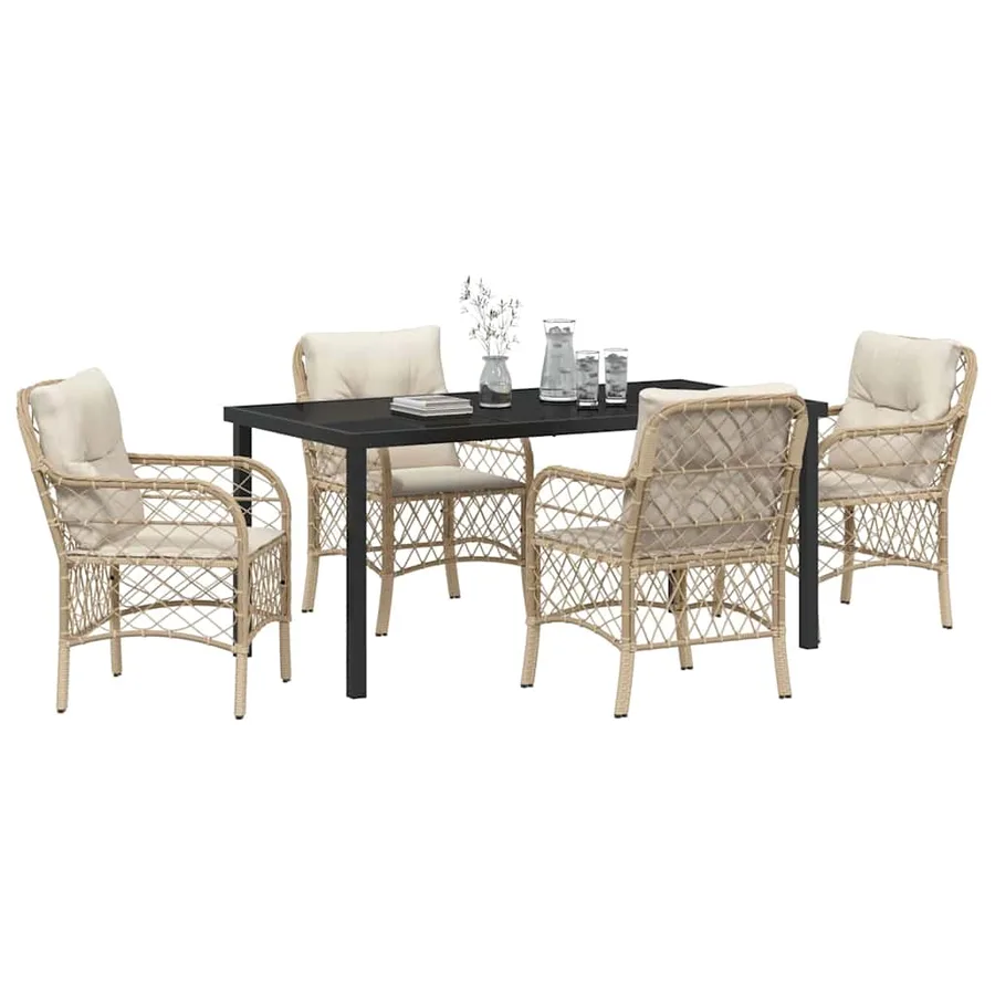 Ensemble de salle à manger pour jardin 5 pcs Beige polyrotin - 3