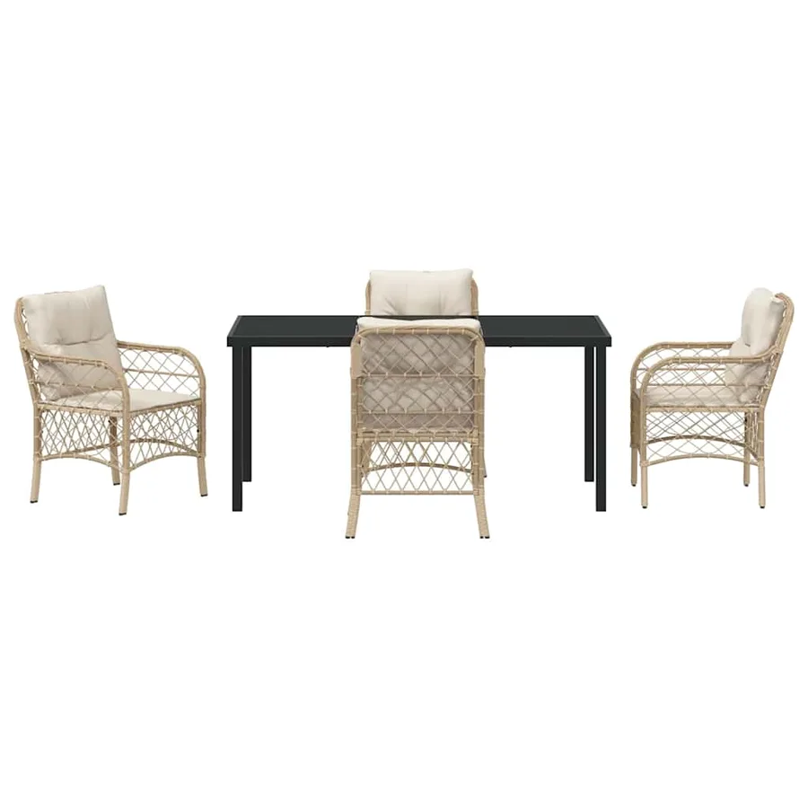 Ensemble de salle à manger pour jardin 5 pcs Beige polyrotin - 7