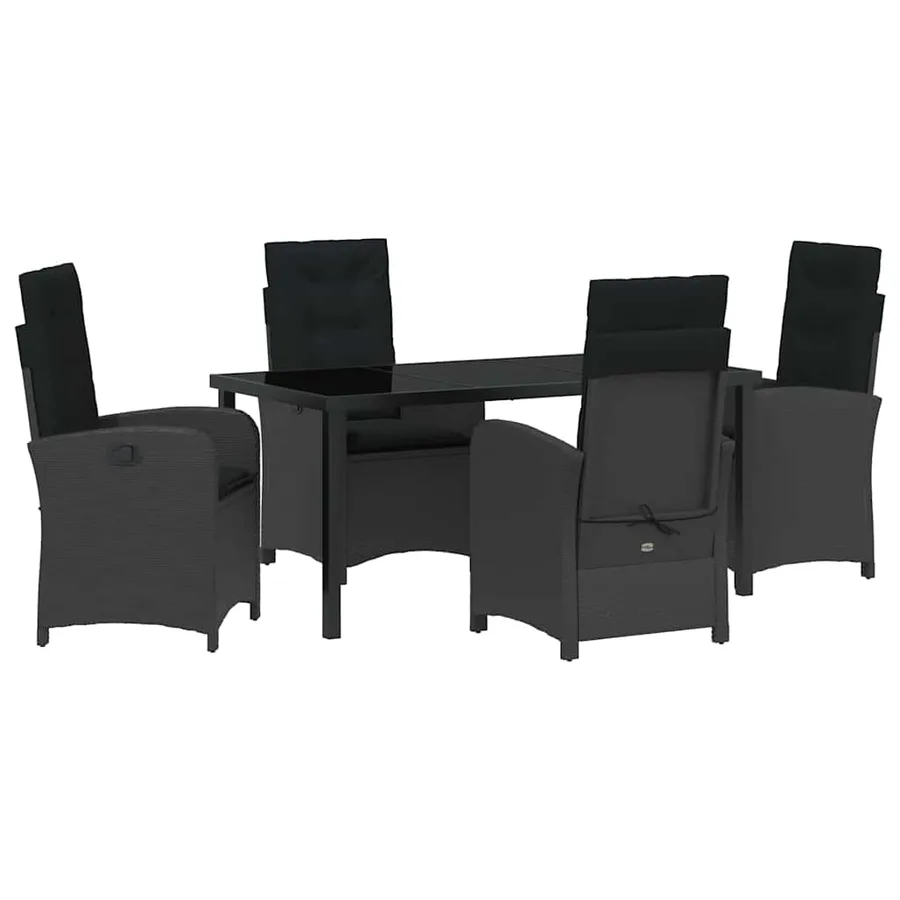 Ensemble de salle à manger pour jardin 5 pcs Noir polyrotin - 2