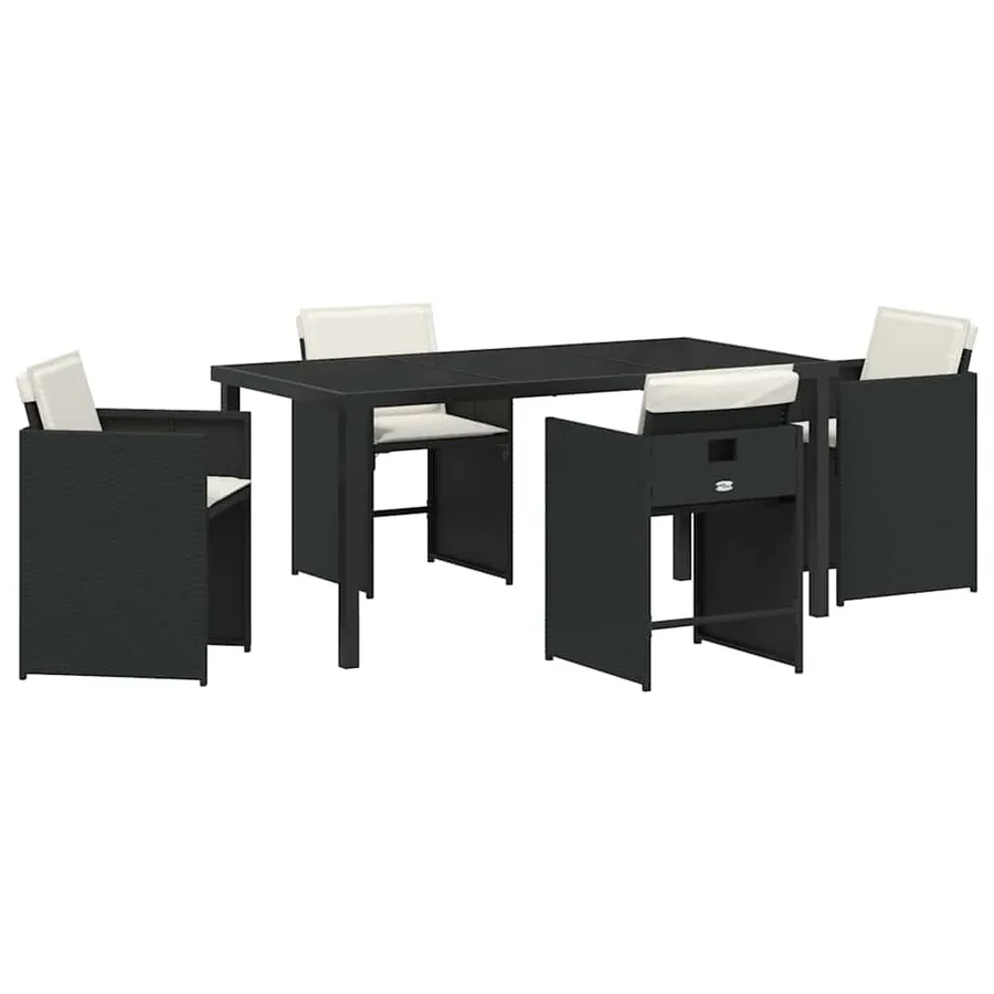 Ensemble de salle à manger pour jardin 5 pcs Noir polyrotin - 2