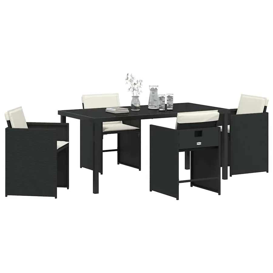 Ensemble de salle à manger pour jardin 5 pcs Noir polyrotin - 3