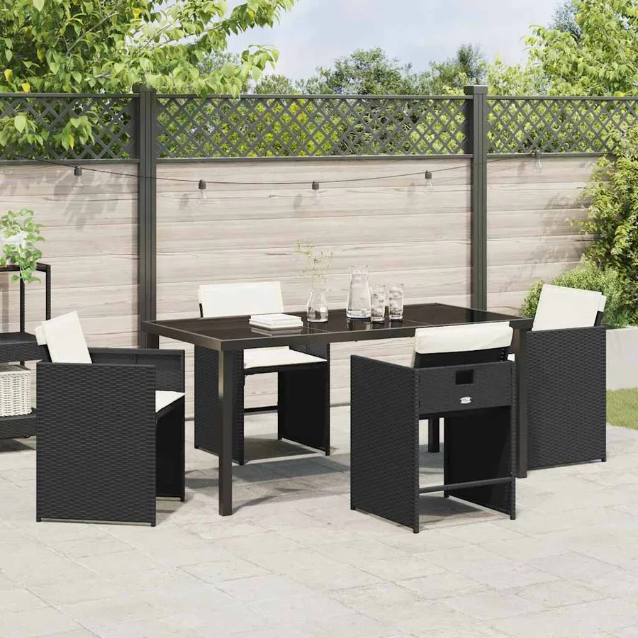 Ensemble de salle à manger pour jardin 5 pcs Noir polyrotin - 4