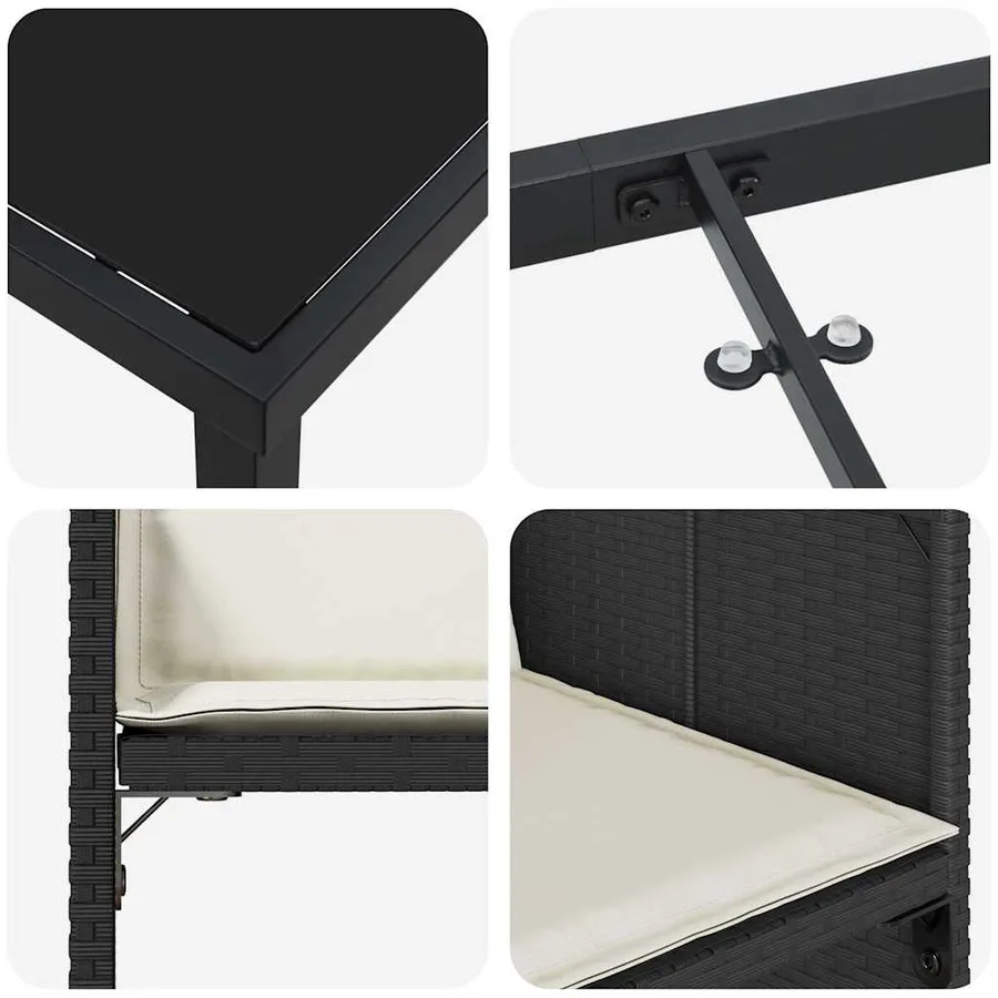 Ensemble de salle à manger pour jardin 5 pcs Noir polyrotin - 9