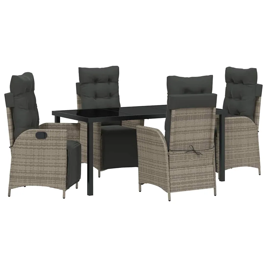 Ensemble de salle à manger pour jardin 5 pcs Gris polyrotin - 2