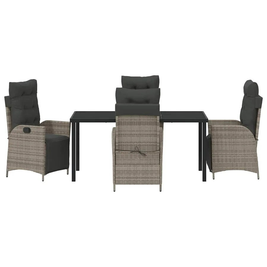 Ensemble de salle à manger pour jardin 5 pcs Gris polyrotin - 7