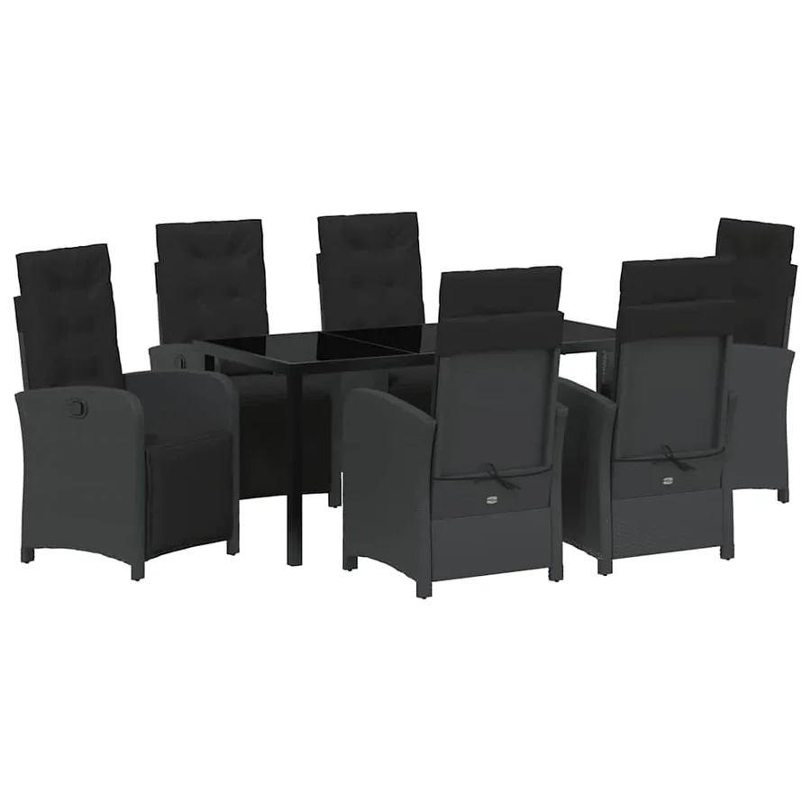 Ensemble de salle à manger pour jardin 7 pcs Noir polyrotin - 2