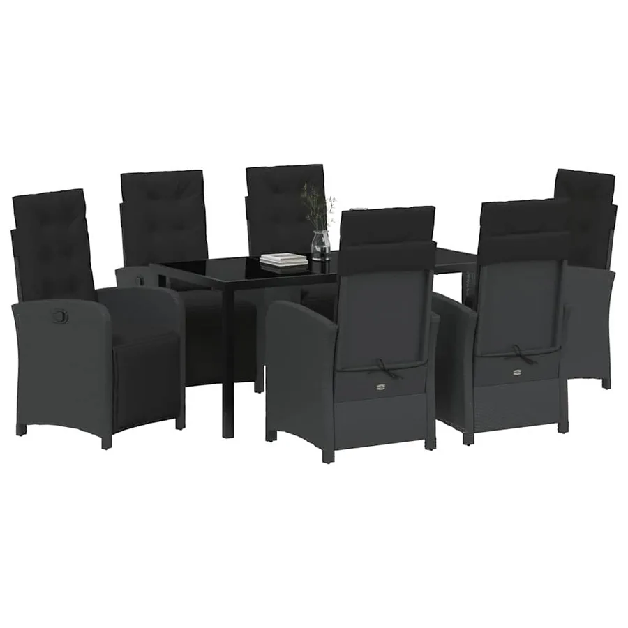 Ensemble de salle à manger pour jardin 7 pcs Noir polyrotin - 3