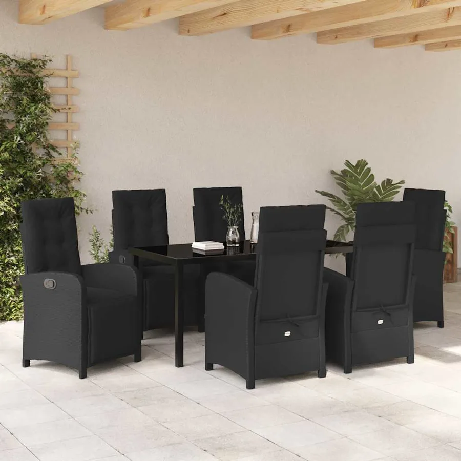 Ensemble de salle à manger pour jardin 7 pcs Noir polyrotin - 4
