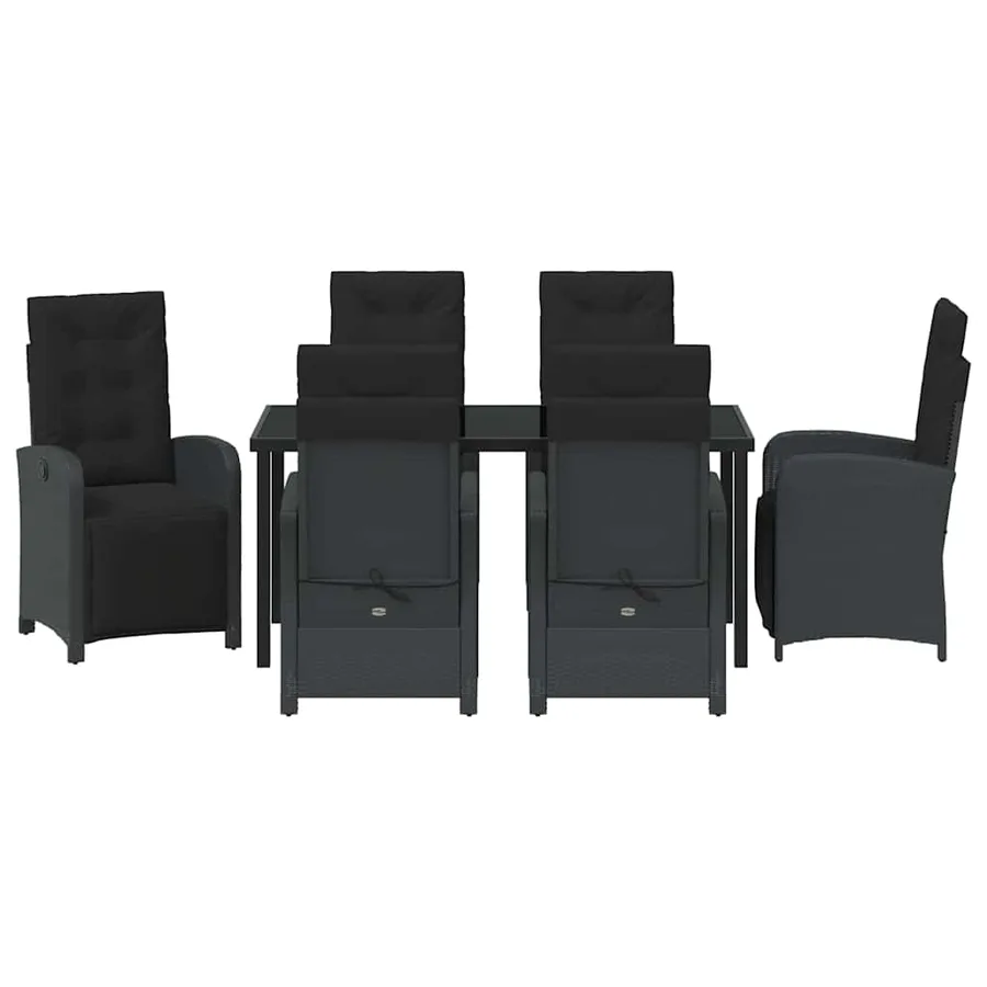 Ensemble de salle à manger pour jardin 7 pcs Noir polyrotin - 7