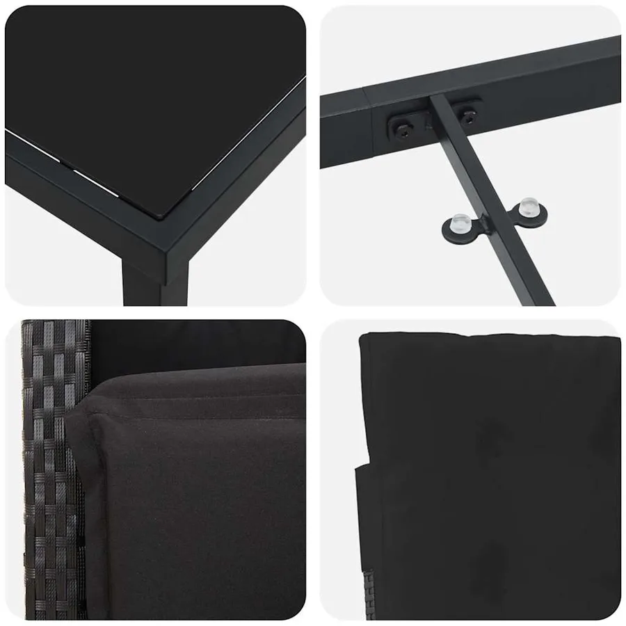Ensemble de salle à manger pour jardin 7 pcs Noir polyrotin - 9
