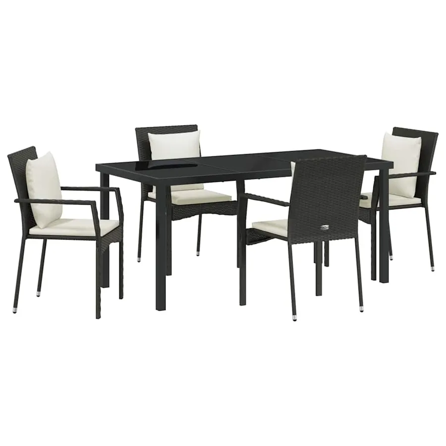 Ensemble de salle à manger pour jardin 5 pcs Noir polyrotin - 2
