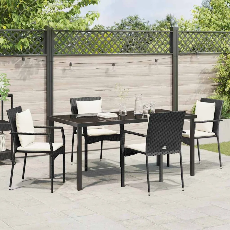 Ensemble de salle à manger pour jardin 5 pcs Noir polyrotin - 4
