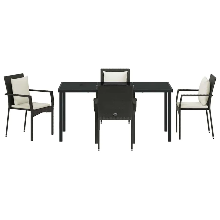 Ensemble de salle à manger pour jardin 5 pcs Noir polyrotin - 7