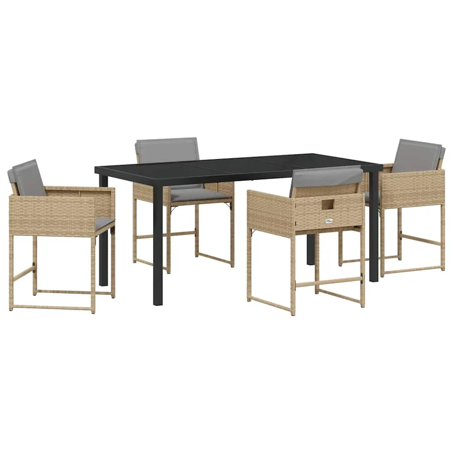 Ensemble de salle à manger pour jardin 5 pcs Beige polyrotin - 2