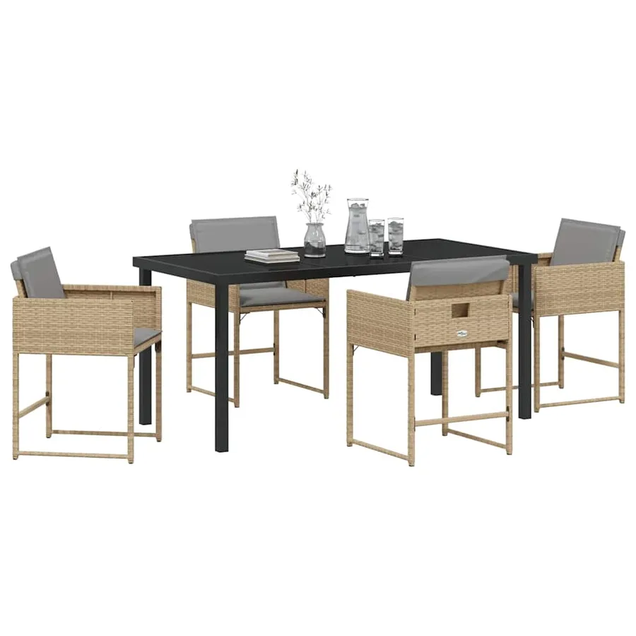 Ensemble de salle à manger pour jardin 5 pcs Beige polyrotin - 3