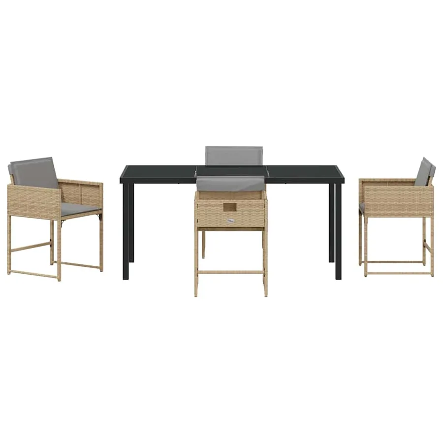 Ensemble de salle à manger pour jardin 5 pcs Beige polyrotin - 7