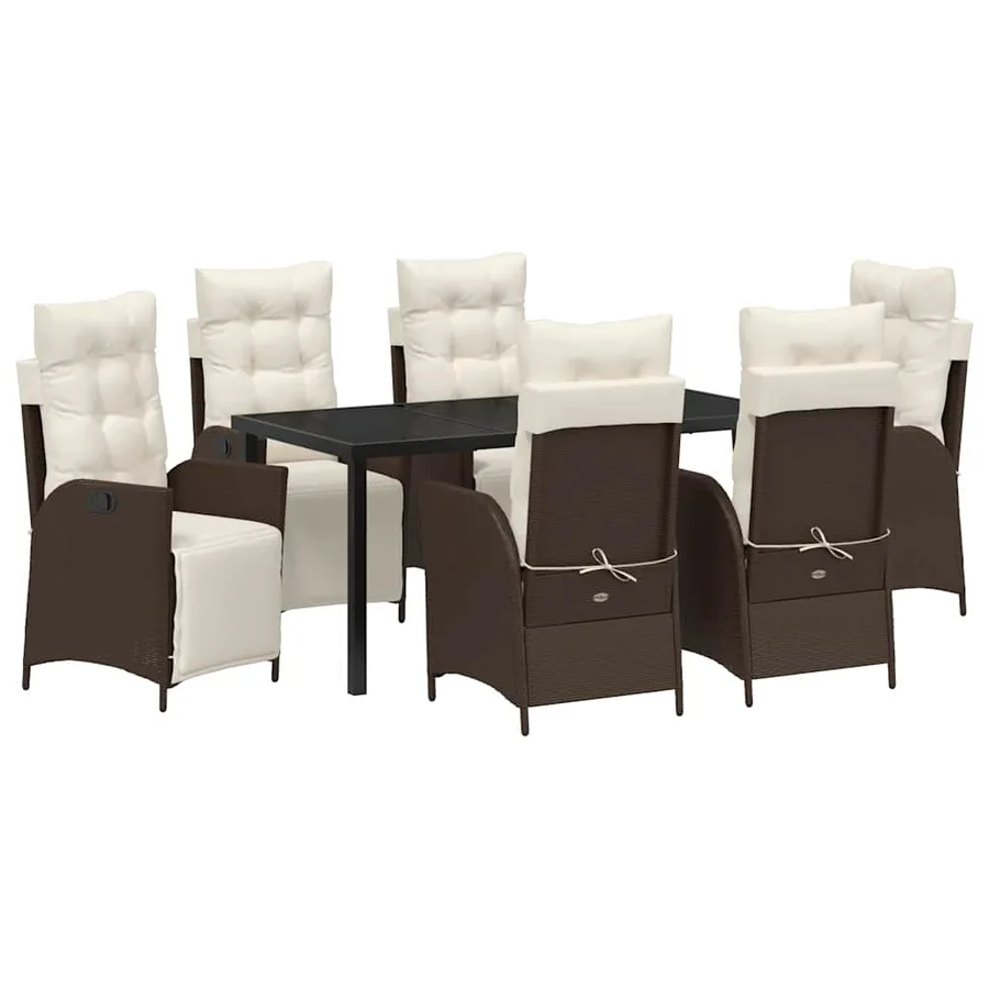 Ensemble de salle à manger pour jardin 7 pcs Marron polyrotin - 2