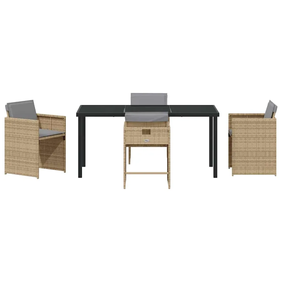 Ensemble de salle à manger pour jardin 5 pcs Beige polyrotin - 7