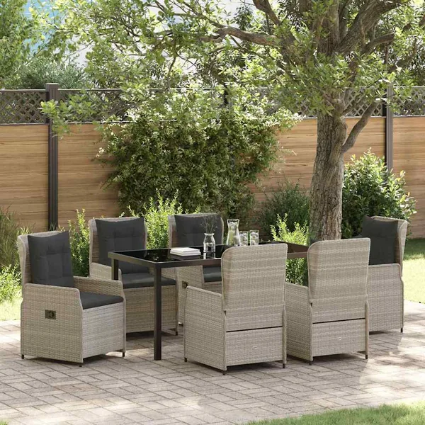 Ensemble de salle à manger pour jardin 7 pcs Gris clair