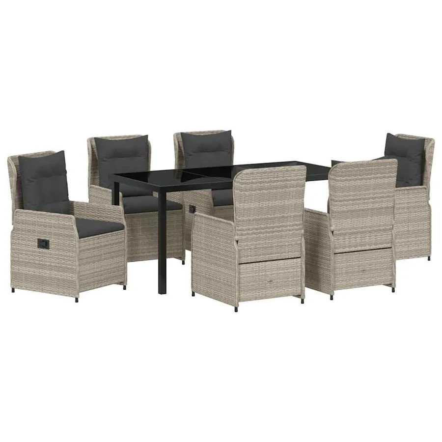 Ensemble de salle à manger pour jardin 7 pcs Gris clair - 2