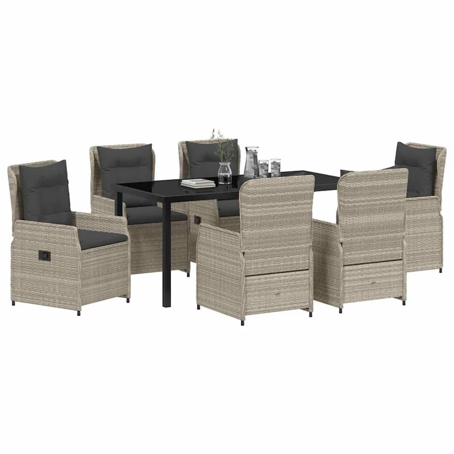 Ensemble de salle à manger pour jardin 7 pcs Gris clair - 3