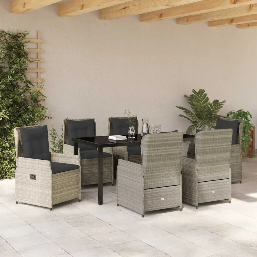 Ensemble de salle à manger pour jardin 7 pcs Gris clair - 4