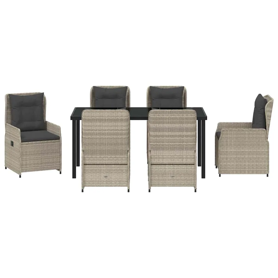 Ensemble de salle à manger pour jardin 7 pcs Gris clair - 7