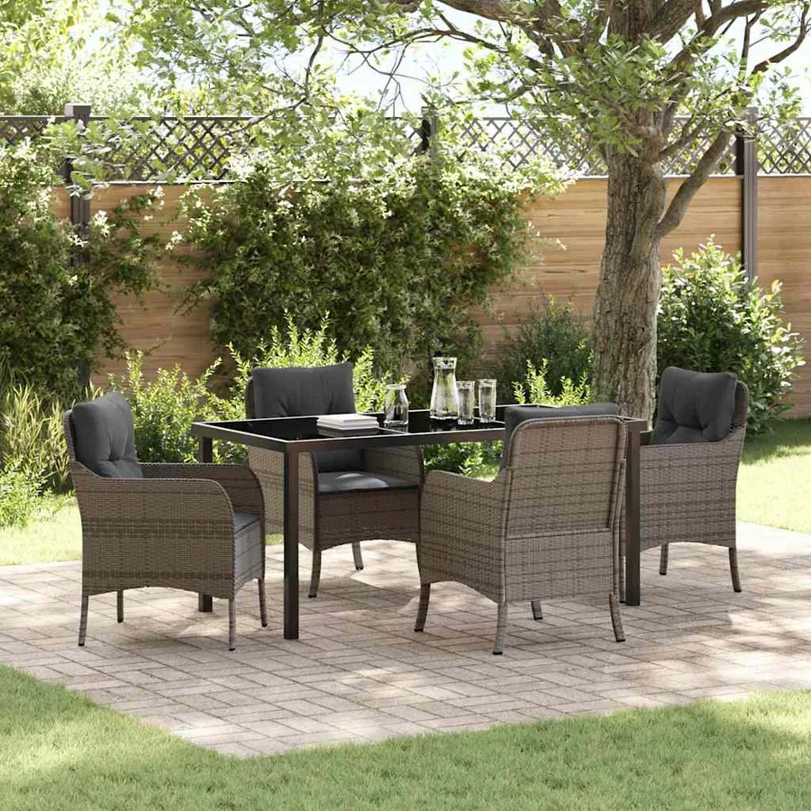 Ensemble de salle à manger pour jardin 5 pcs Gris polyrotin