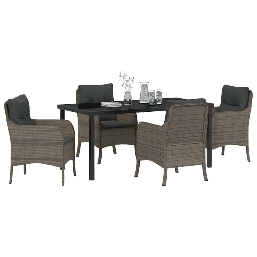 Ensemble de salle à manger pour jardin 5 pcs Gris polyrotin - 3